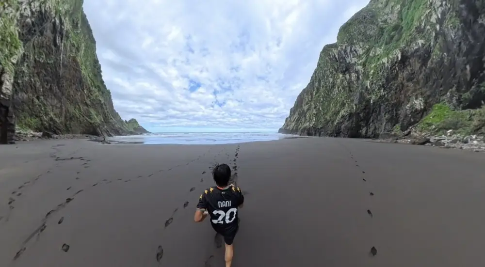Hidden Beach black-sand beach and cliffs