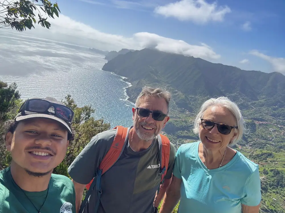 Penha D'Aguia group selfie with north coast view