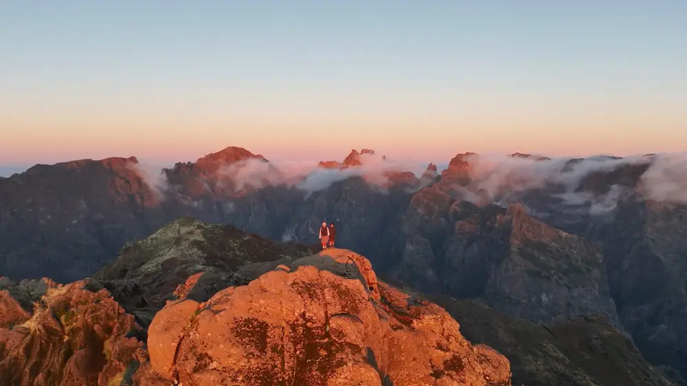 Pico Grande sunrise above Madeira mountains