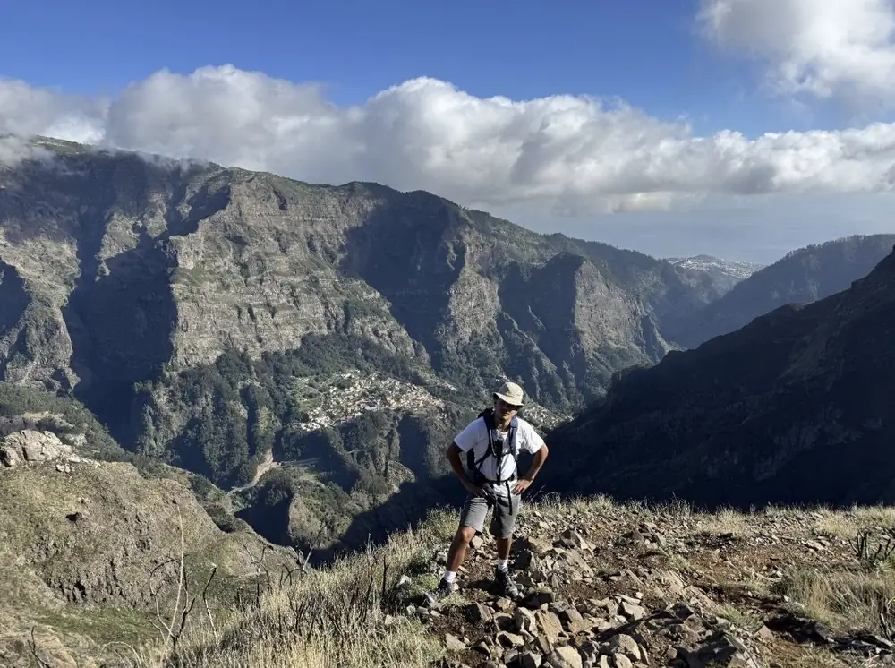 Pico Grande mountain ridge with hiker