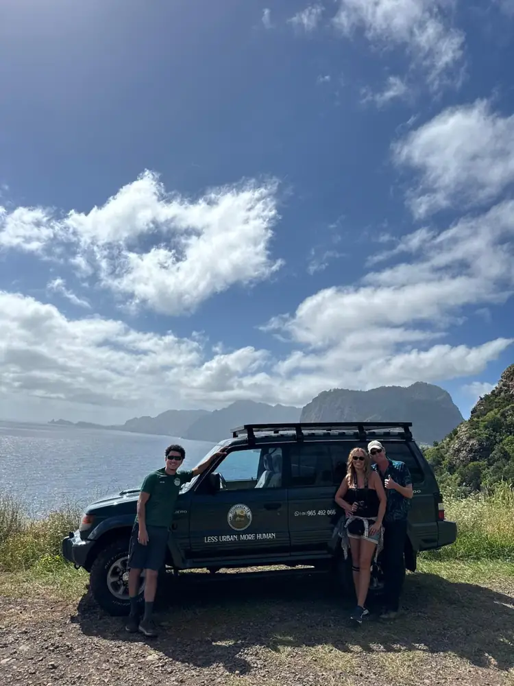 Private Island Tour guests beside the 4x4 in Madeira