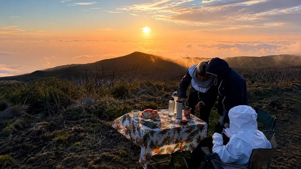 Private Sunset tapas setup in the mountains