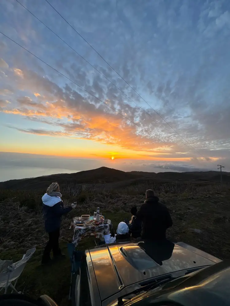 Private Sunset picnic table under colourful sky